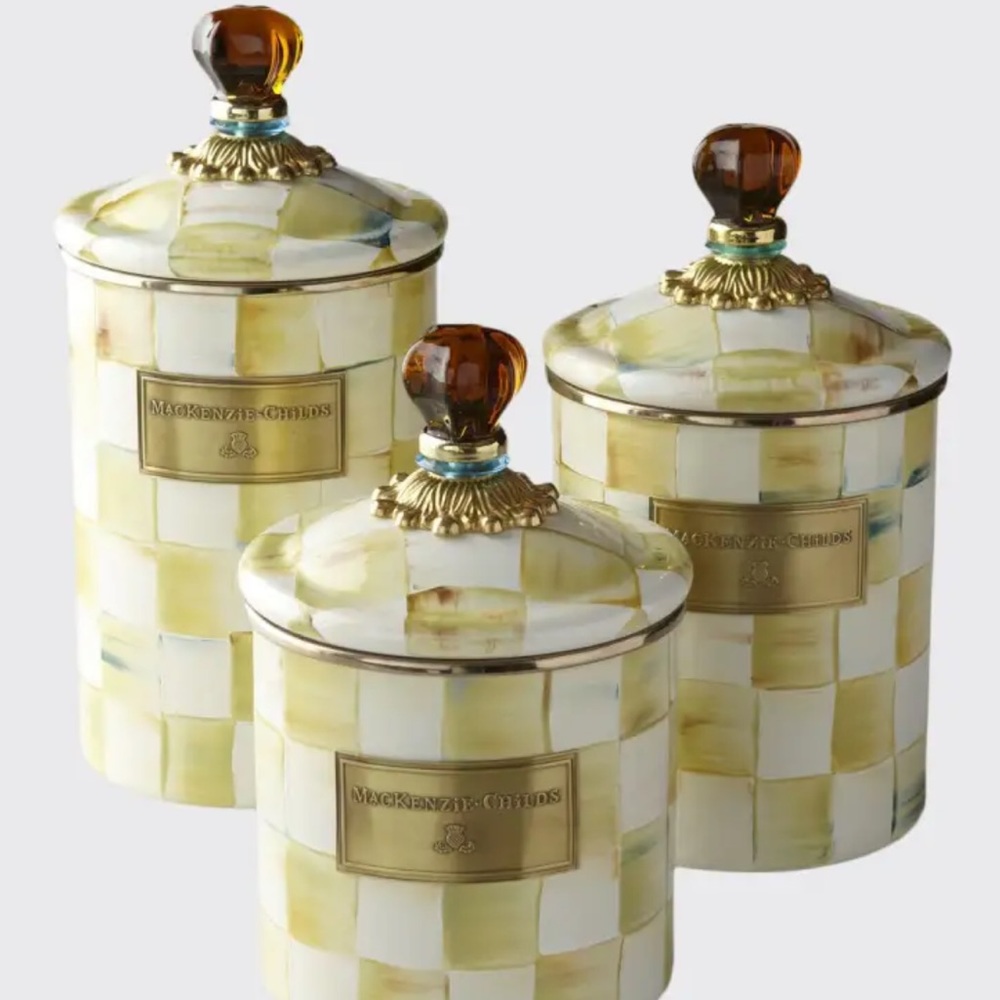 MACKENZIE-CHILDS
Parchment Check Canisters- set of 3